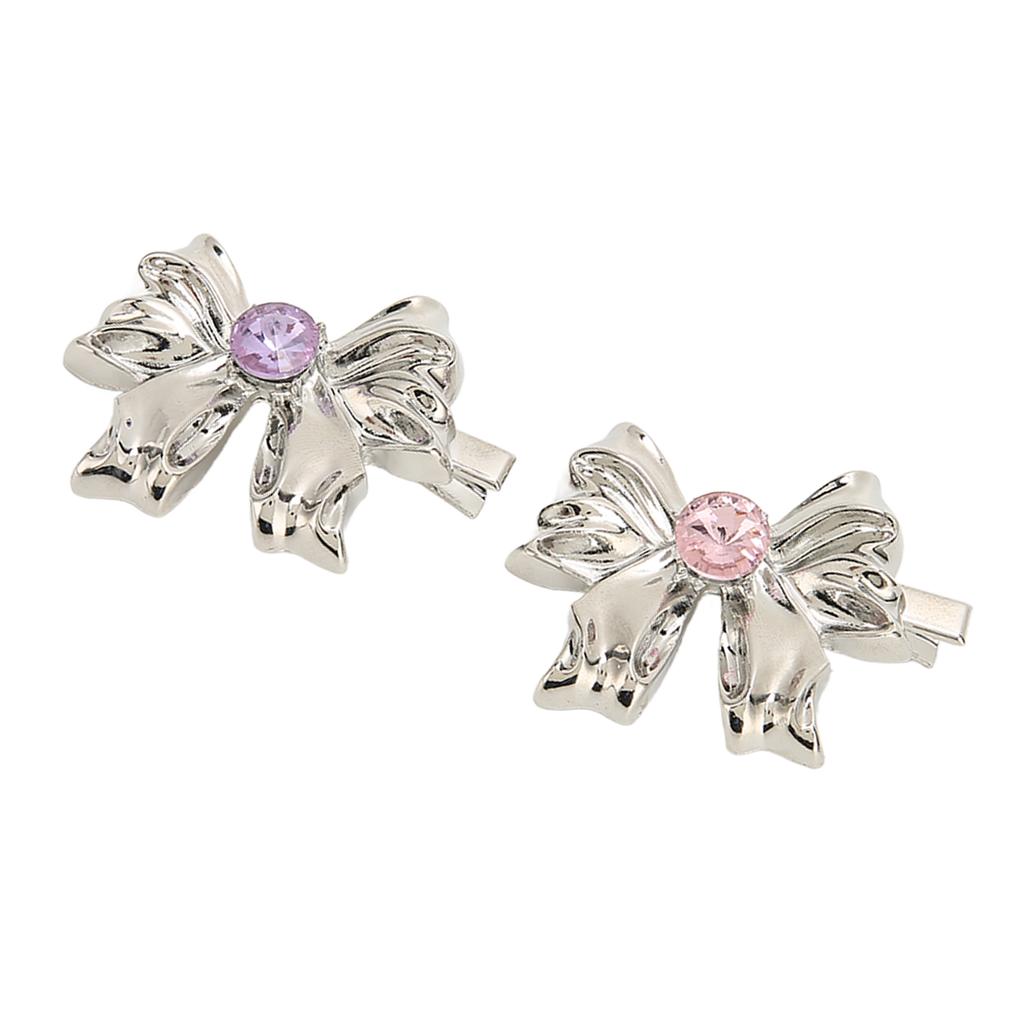 2 Stück Schleife Haarnadel Metall Wellen Silber Haarschleife Haarspange Zentraler Schmuck Niedliche Haarnadel