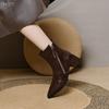 Women's Fleece-Lined Pointed Toe Ankle Boots - 2025 Autumn/Winter Collection, Chunky Medium Heel, Versatile & Slimming Martin Style