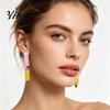 Creative School Theme Dangle Drops 1 Pair Teacher Earrings for Women, Cute 2D Acrylic Crayon Pencil Backpack Appreciation Day Jewelry Number Alphabet
