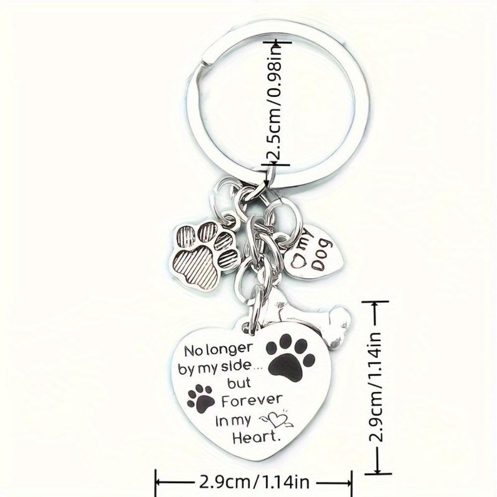 Stainless Steel Dog Tag Key Chain Love Heart Pet Animal Keyring  Pet Memorial