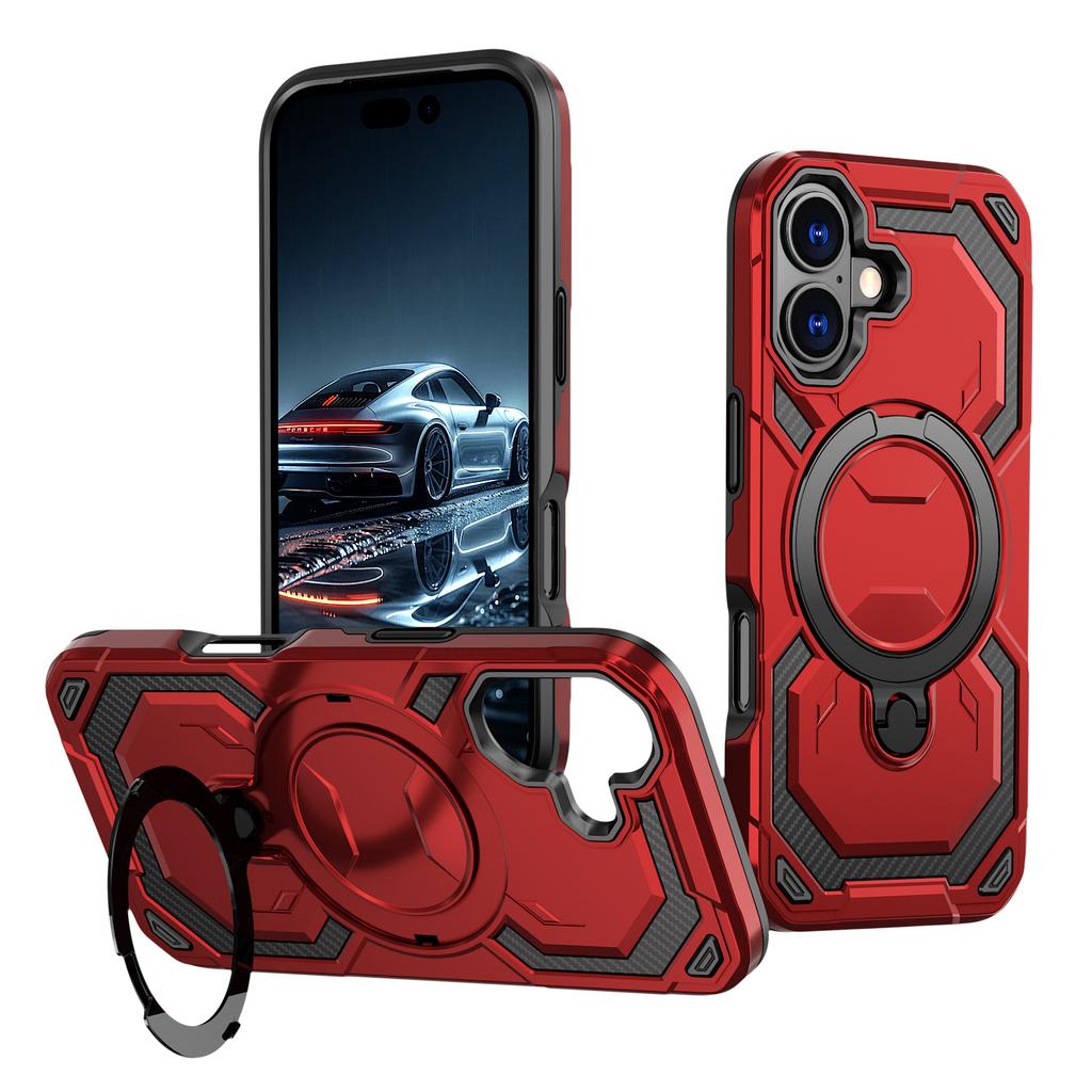 For IPhone17 Mobile Phone Case 360 rotating Magnetic Stand Two-in-one Anti-fall Armor for Apple 16e Protective Case