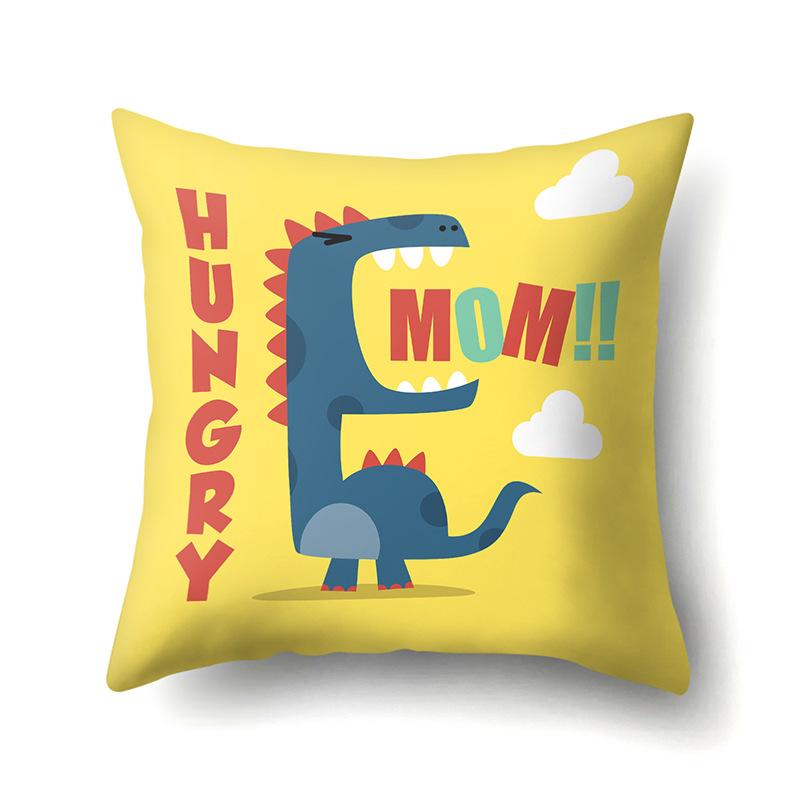 Geometric Dinosaur Pattern Polyester Single-sided Pillowcase Home Sofa Pillowcase Living Room Bedroom Cushion Cover