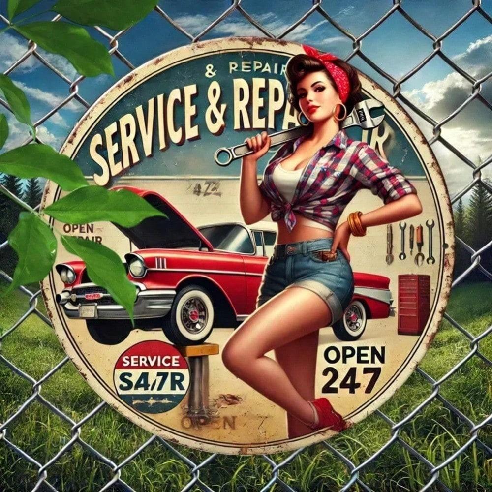 

Vintage Retro Metal Tin Sign Car Lover Man Cave Garage Bar Wall Decor Durable Waterproof Art Plaque 20x20 різнокольоровий