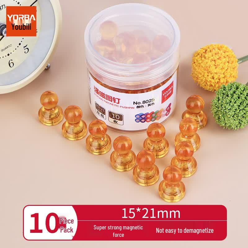 Youbili 15mm Strong Magnetic Round Thumbtacks (10 Pcs)