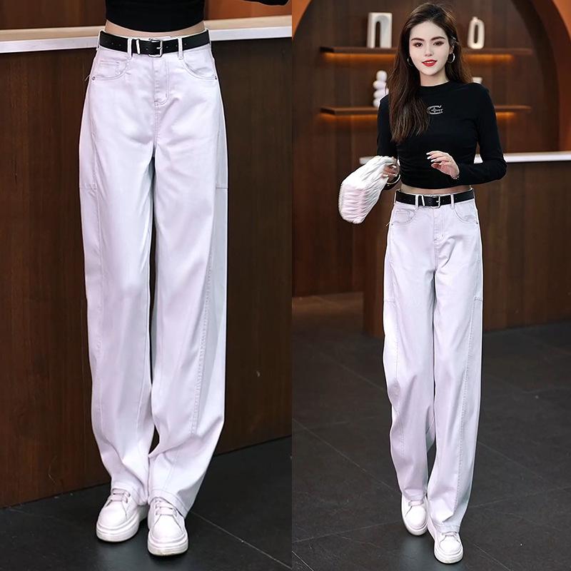 

Бархатные джинсы с высокой посадкой и широкими штанинами для женщин - Приталенный банановый стиль сабли (Осень/Зима 2025). M /27 [95-105 lbs]