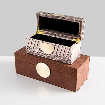 Snake Pattern Jewelry Box Desktop Storage Container Handmade Leather Storage Box Metal Lock Home Decoration Accessories