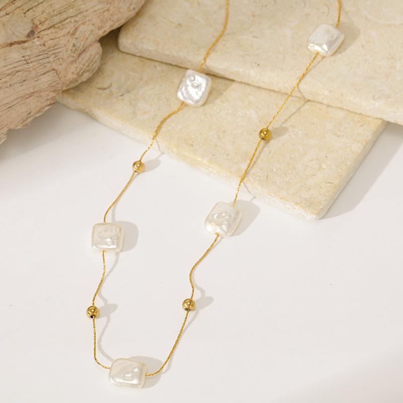 New Beach Summer Fashion Starfish Necklace Versatile Daily Imitation Pearl Set Stainless Steel