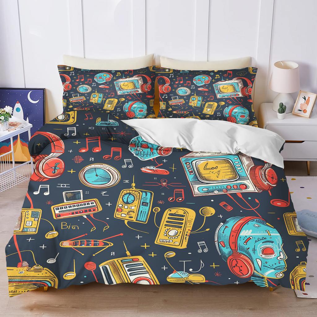 Bettwäsche Set Roboter Für Kinder Jungen Bettwäschesets Zuhause Twin 3-teiliges Set 1 Bettbezug Luxus 100% Polyester Modern Bedruckt