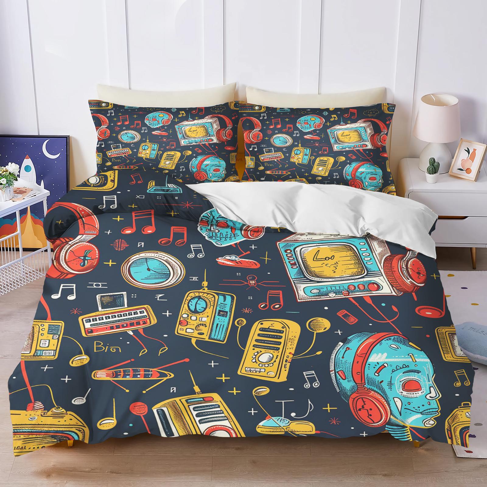 

Comforter Bedding Set Robot For Children Boys Comforter Sets Home Twin 3-Piece Set 1 Luxury 100% Polyester Modern Printed Comforter (quilt)-EU Single(135*200cm)3pcs