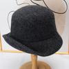 Autumn and winter wool basin hat solid color felt hat foldable crimped bucket hat French wool warm hats