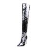Women Fashion Faux Leather Thigh High Boots Nightclub Style Sexy Anti-Slip Prom Shoes Pointed Toe Long Boots