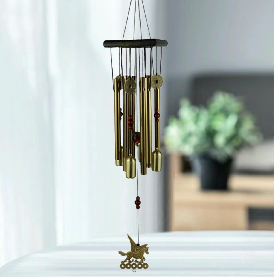 Butterfly Wind Chime Solid Wood Eight-tube Wind Chime Wall Decoration Wall Hanging Decorations B&B Home Rotating Aluminum Pipe