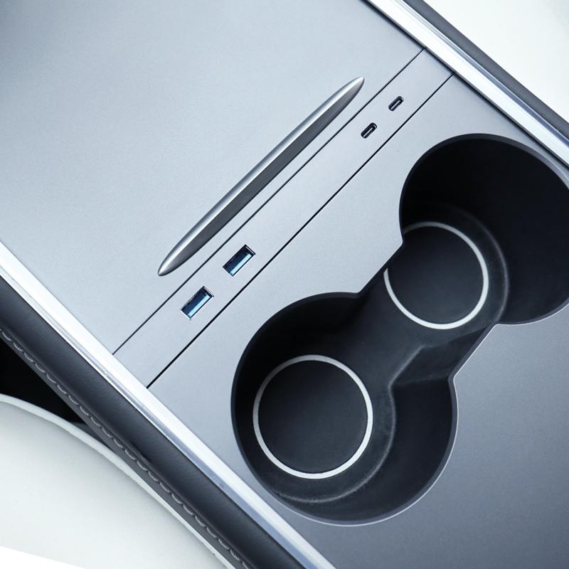 For Tesla 2024-2024 Model 3 Model Y 27W Quick Charger LED Intelligent Docking Station USB Shunt Hub Decoration