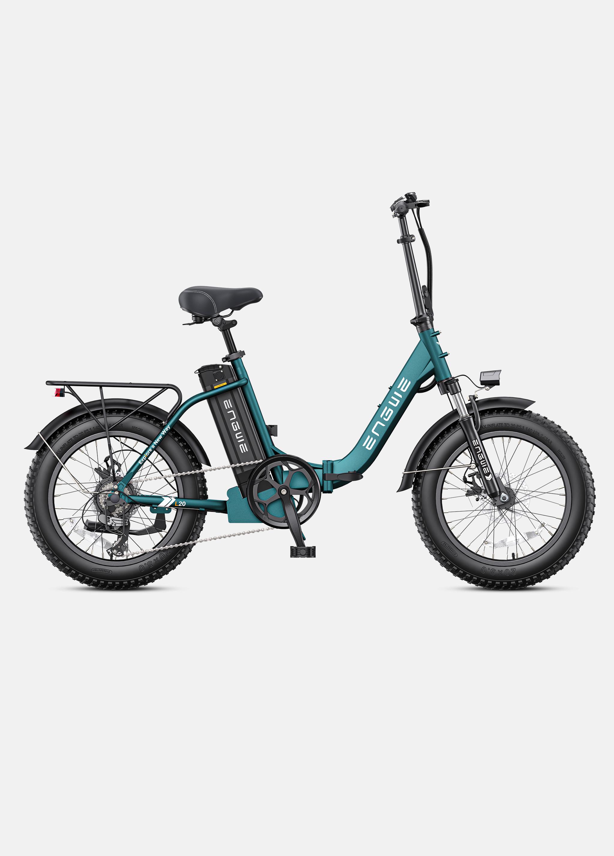 Vélo électrique ENGWE 1125W/750W L20 2.0 20'' Fat Tire Vélo électrique 13Ah Batterie amovible 110KM Autonomie 45KM/H Trajets urbains Double suspension M vert