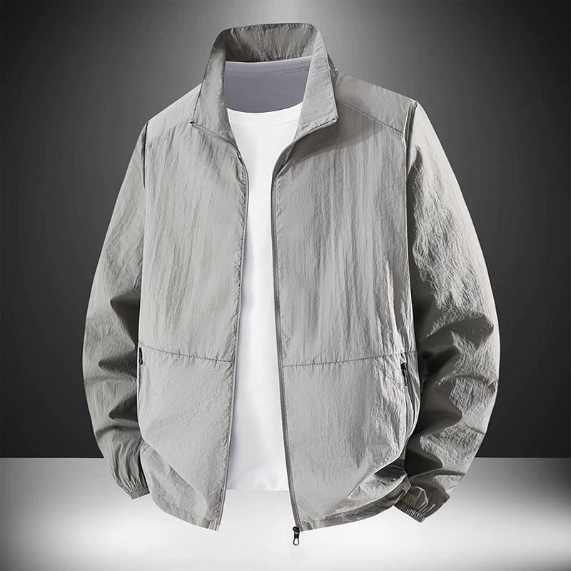Men's Lightweight Stand Collar Windbreaker - Casual Zip-Up Jacket