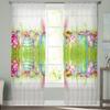 Easter Eggs Grass Rabbit Ears Sheer Tulle Window Curtains For Living Room Bedroom Kitchen Veiling Curtain Home Decoration