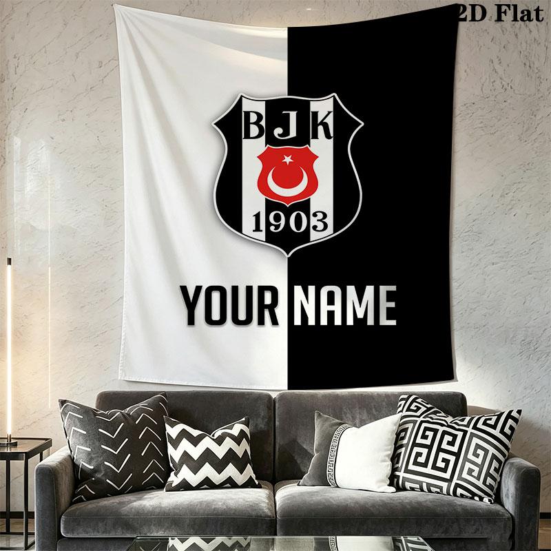 Custom Beşiktaş J.K Wall Hanging Printed Fabric Blanket Decorative Tapestries for Bedroom Living Room Home Decor