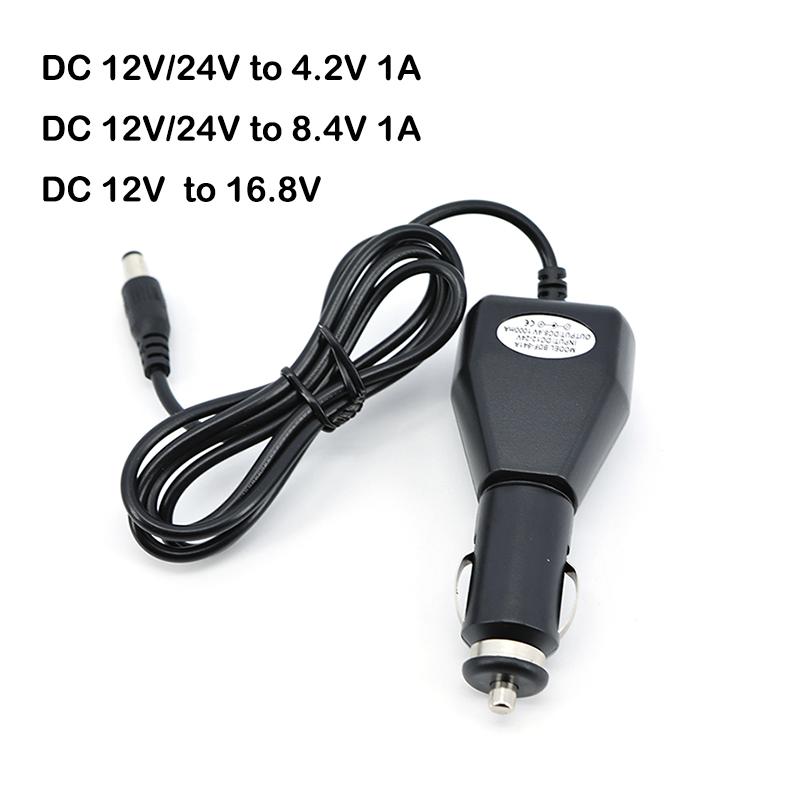 DC 12V 24V to 4.2V 8.4V 16.8v 1A volt Car Lighter power Charger connector Cable 1000mA for 18650 Li-ion LiPo Battery
