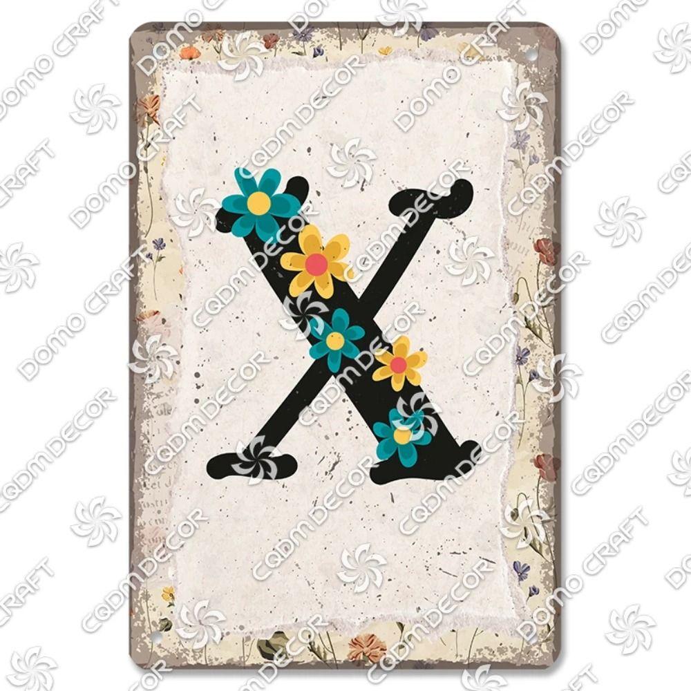 Custom Name Metal Sign with Floral Letters Personalized Decor 20x30cm