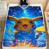 Pikachu Warm Printed Flannel Blanket Perfect for Bedroom Sofa Travel Picnic.-TING