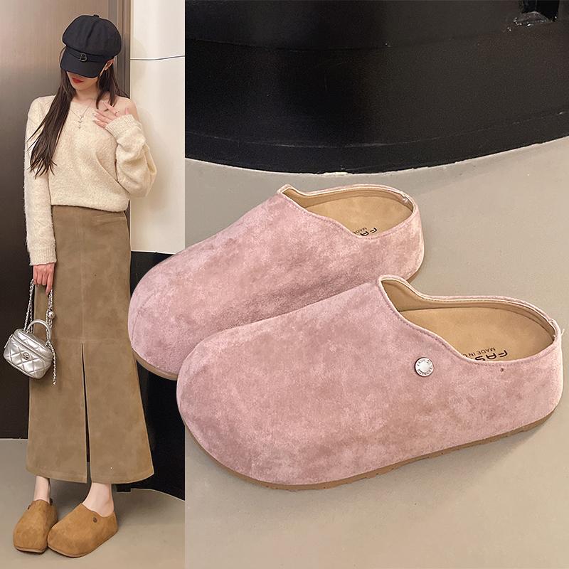 2025 New Suede Women Slippers Fashion Cork Footbed Beach Slippers Soft Cork Nonslip Slippers With Arch Support