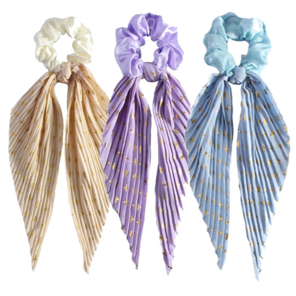 Simple Temperament Satin Large Intestine Hair Band Bow Streamer Tied Hair Ornament Ponytail Head Rope Hair Rope Hair Band