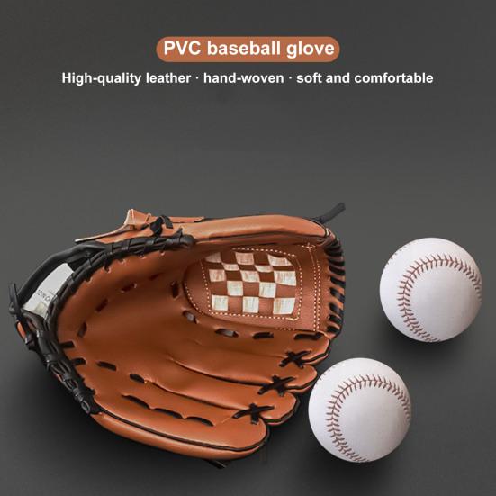 Luva de rebatidas de beisebol duplo couro falso engrossado polegar reforçado inferior durável luva de beisebol de PVC