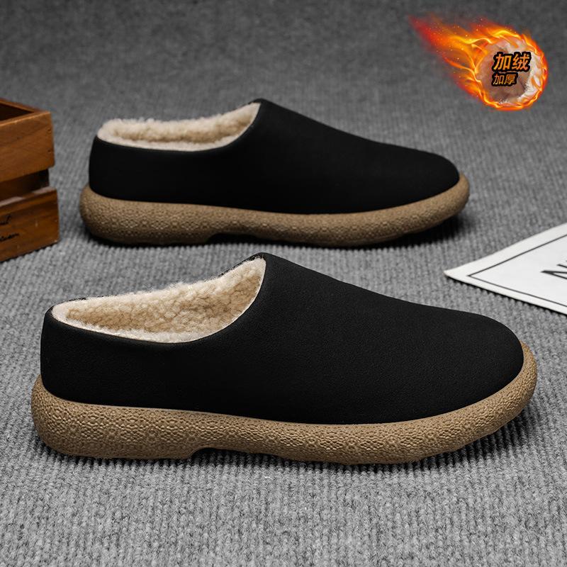 Baotou cotton slippers winter velvet thickened warm cotton shoes waterproof and non-slip bag and slippers