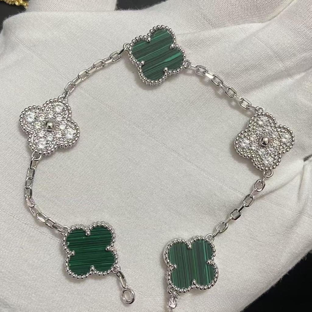 Nouă Versiune Brățară Trifoi cu Patru Foi Cinci Flori Agat Roșu Natural Sidef Alb Brățară Dama Brățară Laser