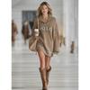 Autumn and winter popular new women's loose letter jacquard sweater zipper lapel mini knitted women's dress