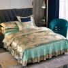 4 stk/sett Europeisk Jacquard Sengeskjørt Sengetøysett Fire Sesonger Laken Dynetrekk Sommer Issilke Dobbeltseng Bryllup Lett Luksus Fire Deler Sett