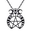 Black Witch's Moon & Pentagram Necklace - Gothic Jewelry Gift