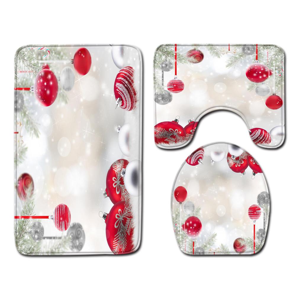 3D Toilet Floor Mat Bathroom Mat Christmas Three-Piece Foot Mat E-Commerce