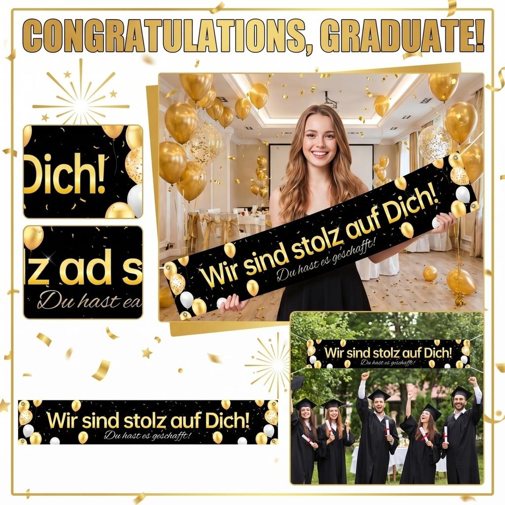 Graduation Banner Congrats Grad Class of 2026 Graduation Party Decoration Photo Prop Horizontal Banner Suitable for Graduation Celebrations