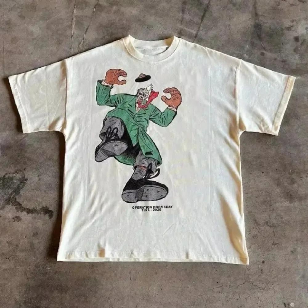 Y2K Streetwear T-shirt American Harajuku Hip-hop Gothic Cartoon Pattern Printed Large Tshirt Cotton Short Sleeved Clothes Unisex