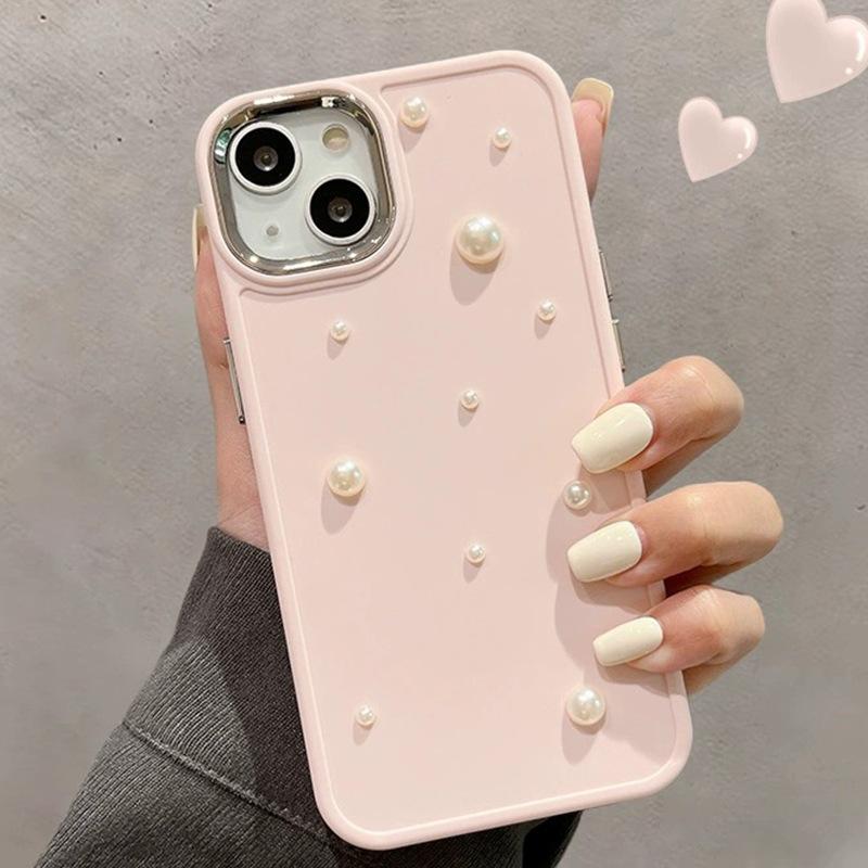 

Applicable Iphone17Promax Silicone Mobile Phone Case Apple 14 Pearl 13 Light Luxury Solid Color 15 Soft Case iPhone 7/8/SE 2020