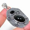 Black Onyx, Spinel Gemstone 925 Sterling Silver Jewelry Pendant 2.36" SU-3037