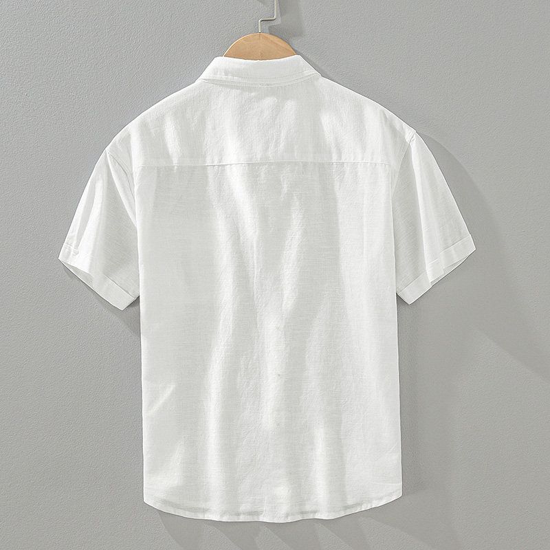 Foreign Trade Surplus Cotton-Linen Casual Short-Sleeve Men's Shirt, Summer Breathable Loose Cool Vintage Linen Shirt