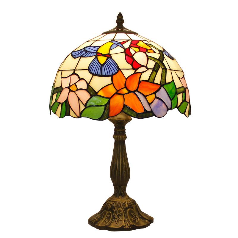 12inch 30cm Retro Tiffany Stained Glass Nostalgic Table Lamp Restaurant Bedside Lamp Retro Cafe Bar Creative Lamp