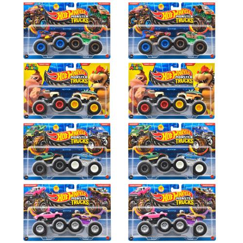 Hot Wheels Monster Truck 1:64 2-Pack Assorted Vehicle Toys, Mini Cars, Set of 8 (2 Cars Per Pack), Boxed, Ages 3+, Multi-Purpose, 986R-FYJ64