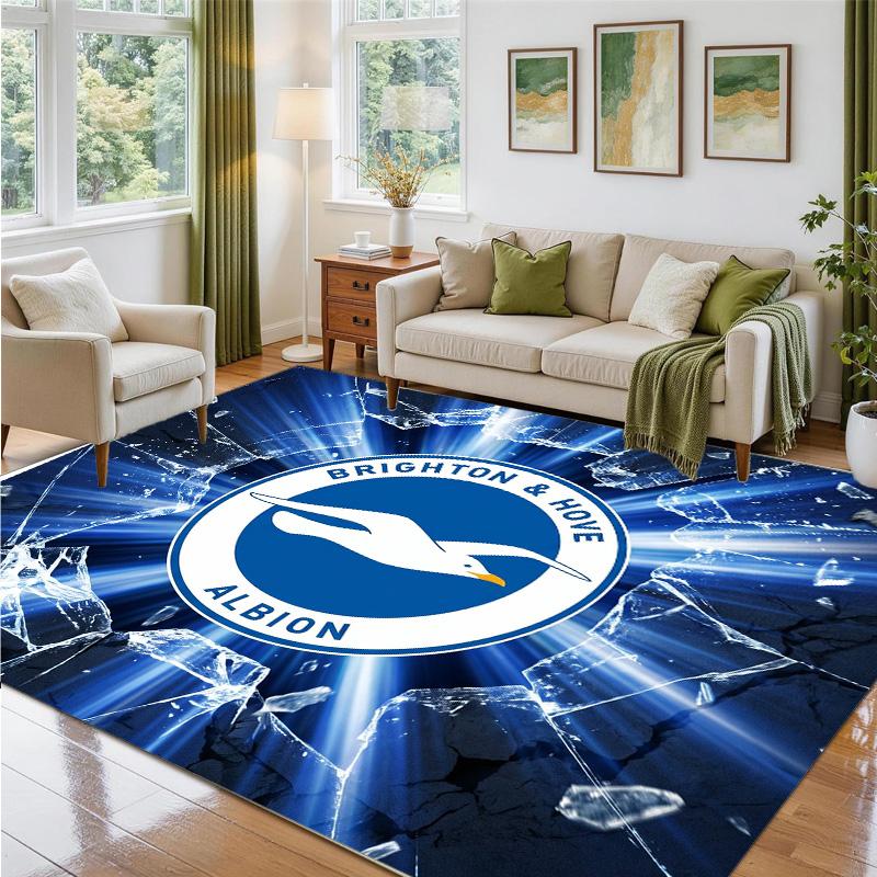 Brighton & Hove Albion Football Design Crystal Velvet Rug Soft Decorative Mat for Bedroom Entrance
