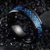 Fashion Heartbeat Stainless Steel Rings for Men With Blue Carbon Fiber Inlay Ring Wedding Jewelry Christmas Gift Accessories
