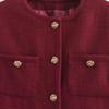 Kaslead New Arrival Women's Clothing Fashion Style Stylish Simple and Versatile Woolen Gold Buttons Long Sleeves Outwear