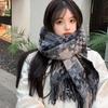 New Sweet Plaid Scarf Female Couple White High Sense Ins College Style Fashion Autumn and Winter Warm Men