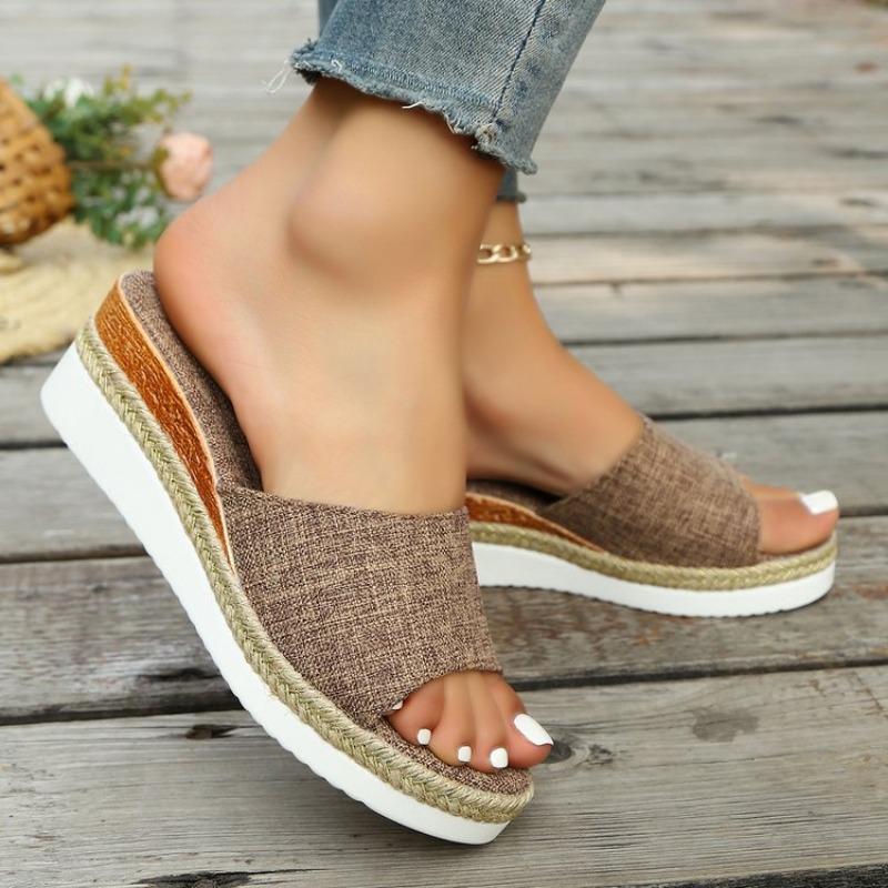 Fashion New Women Sandals Low Heels Wedge Shoes Summer Zapatos Mujer Peep Toe Platform Ladies Slippers Sandalias De Mujer Verano 2025