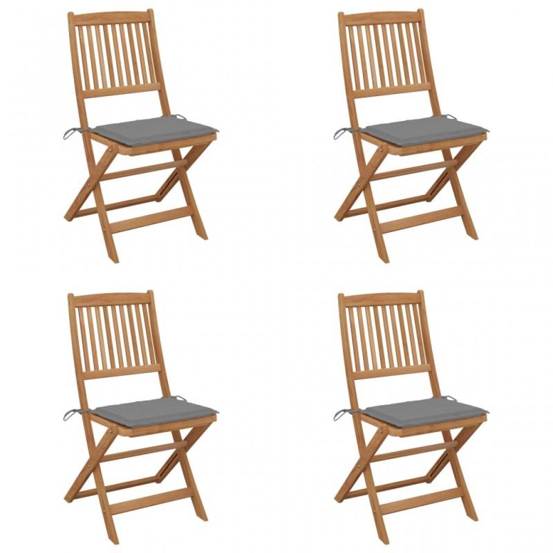 Day and Night - Day and Night Folding Garden Chairs 4 Units and Cushions Solid Acacia Wood