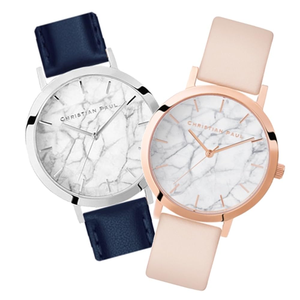 

Watch pair watch storage box 35mm same size navy baby pink leather leather belt [Christian Paul] men s women s RL04BKSV-pea []