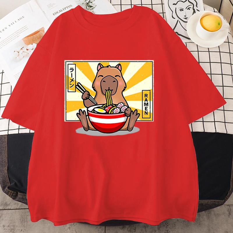 Capybara T-shirts Casual Women Men Clothes Oversized Short Sleeve Tees Summer Japanese Streetwear 90s Animal Graphic T Shirts