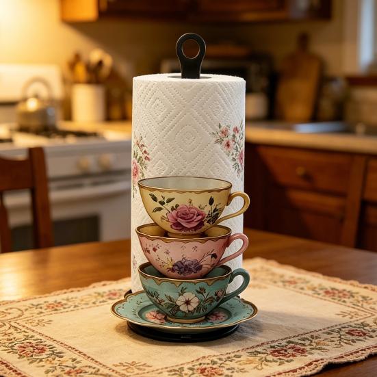 Paper Towel Holder with Cute Pattern Design Kitchen Paper Roll Stand