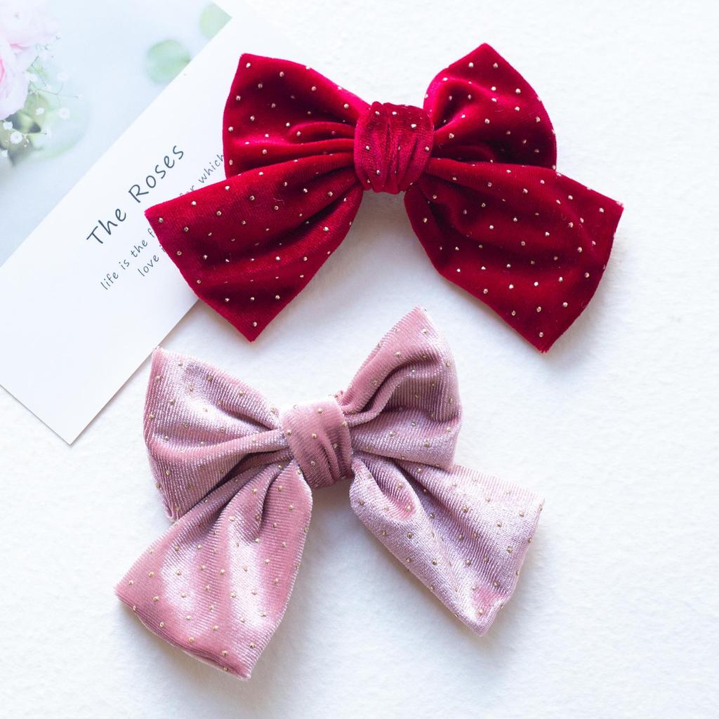 Little Girl Burgundy Bow Tang Suit New Year Hair Clip